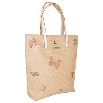 Εικόνα της Γυναικεία τσάντα ώμου με πεταλόυδες μπεζ 111093-2