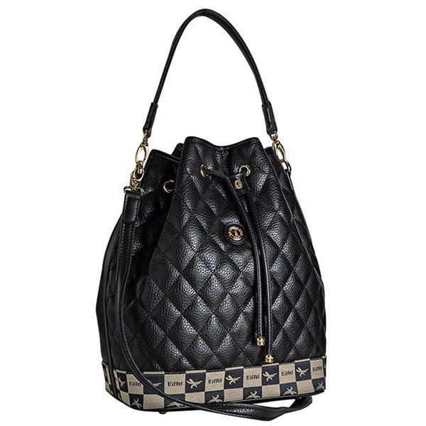 Εικόνα της Μεγάλη γυναικεία τσάντα καπιτονέ ώμου πουγκί Μαύρο Καπιτονέ 35-10075LC