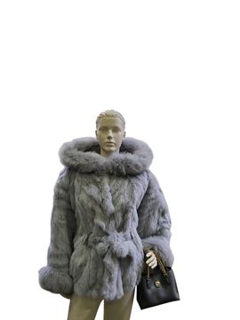 Εικόνα της ΓΟΥΝΙΝΗ ΚΑΠΑ GREY LIGHT lapin με  αλεπού FURLANA Κ02