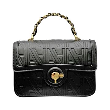 Εικόνα της 66-241042-1/01-Ανάγλυφη Τσάντα Χειρός Με Αλυσίδα-La Tour Eiffel BLACK