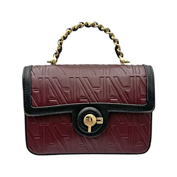 Εικόνα της 66-241042-1/30A-Ανάγλυφη Τσάντα Χειρός Με Αλυσίδα-La Tour Eiffel BORDO