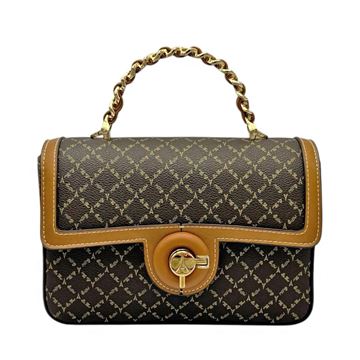 Εικόνα της  171-241042-1/11Y-Ανάγλυφη Τσάντα Χειρός Με Αλυσίδα-La Tour Eiffel BROWN