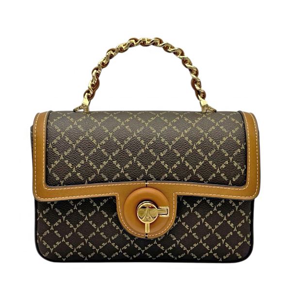 Εικόνα της  171-241042-1/11Y-Ανάγλυφη Τσάντα Χειρός Με Αλυσίδα-La Tour Eiffel BROWN