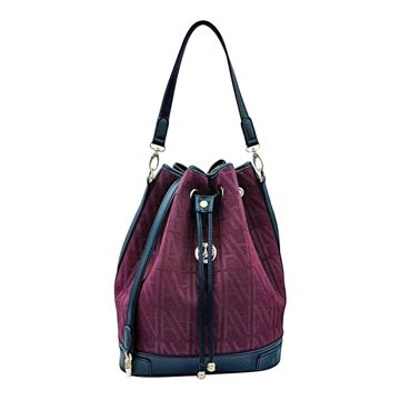 Εικόνα της Μεγάλη γυναικεία τσάντα ώμου πουγκί Σουέτ ανάγλυφο 59-10075L/99 ΜΠΟΡΝΤΩ