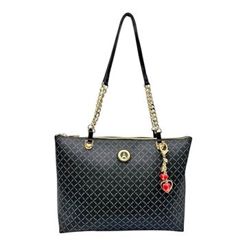 Εικόνα της Γυναικεία τσάντα  ώμου με αλυσίδα και καρδιά μπρελόκ la tour eiffel 171-241052-1/01 ΜΑΥΡΟ